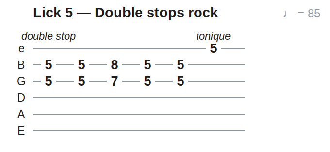 Lick 5 — Double stops rock