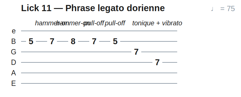 Lick 11 — Phrase legato dorienne